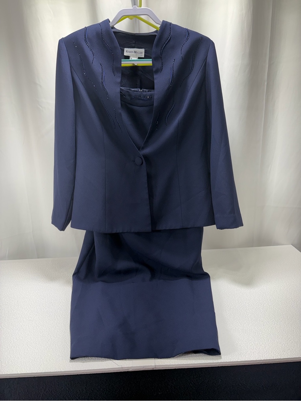 Elegant Navy Midi Dress and Jacket Set by R&M Richards 4347